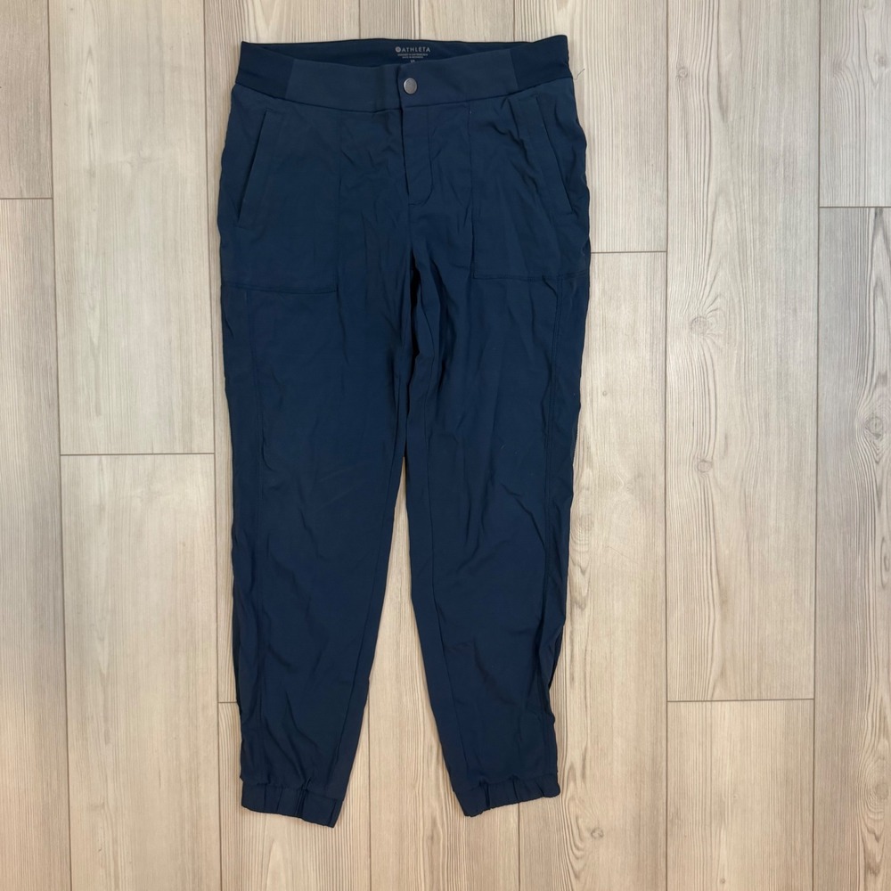 Athleta Trekkie Jogger Pants Navy Blue Hiking Travel Women Size 10 596344